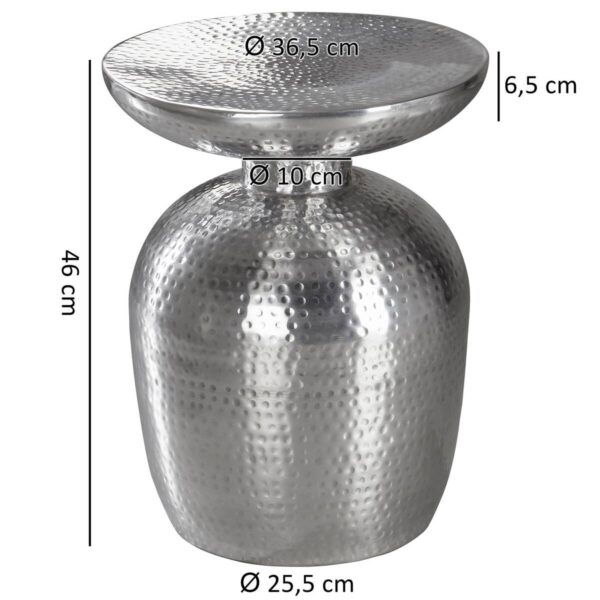 Beistelltisch silber lackiert Aluminium B/H/T/D: ca. 36,5x46x36,5x36,5 cm – Bild 5