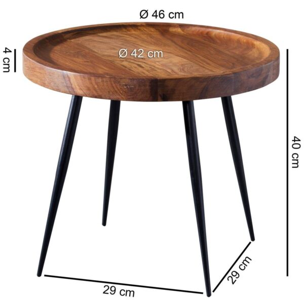 Beistelltisch natur schwarz lackiert Echtholz Eisen B/H/T: ca. 46x40x46 cm – Bild 5
