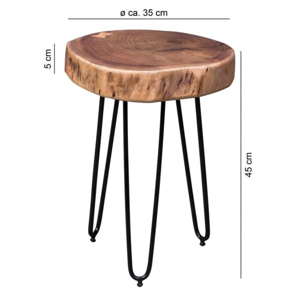 Beistelltisch natur schwarz Akazie Metall B/H/T: ca. 35x45x35 cm – Bild 2