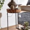 Beistelltisch natur schwarz Akazie Metall B/H/T: ca. 28x45x28 cm – Bild 3