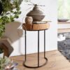 Beistelltisch natur schwarz Akazie Metall B/H/T: ca. 28x45x28 cm – Bild 4