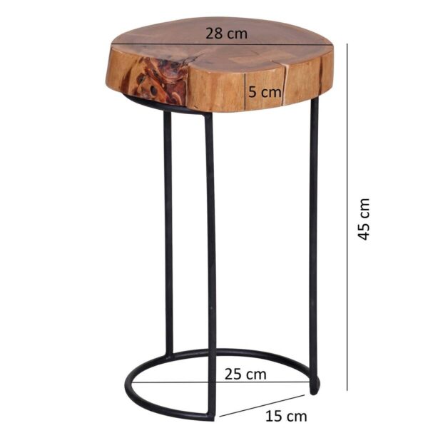Beistelltisch natur schwarz Akazie Metall B/H/T: ca. 28x45x28 cm – Bild 5