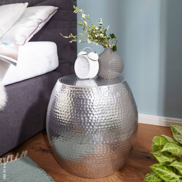 Beistelltisch silber lackiert Aluminium B/H/T: ca. 42x42x42 cm – Bild 2