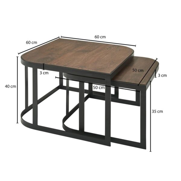 Beistelltisch 2er-Set. natur schwarz pulverbeschichtet Echtholz Eisen Beistelltisch 2er-Set. natur schwarz pulverbeschichtet Echtholz Eisen – Bild 2