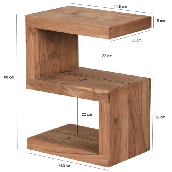 Beistelltisch natur Akazie B/H/T: ca. 44x60x30 cm – Bild 4