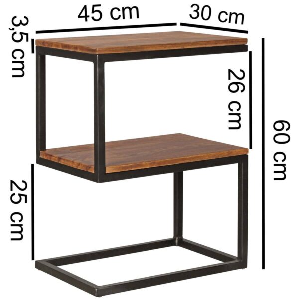 Beistelltisch natur schwarz pulverbeschichtet Echtholz Metall B/H/T: ca. 45x60x30 cm Beistelltisch natur schwarz pulverbeschichtet Echtholz Metall B/H/T: ca. 45x60x30 cm – Bild 4
