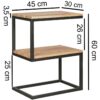 Beistelltisch natur schwarz pulverbeschichtet Akazie Metall B/H/T: ca. 45x60x30 cm – Bild 3