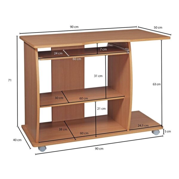 Computertisch buche Nachbildung weiß B/H/T: ca. 90x71x50 cm – Bild 2