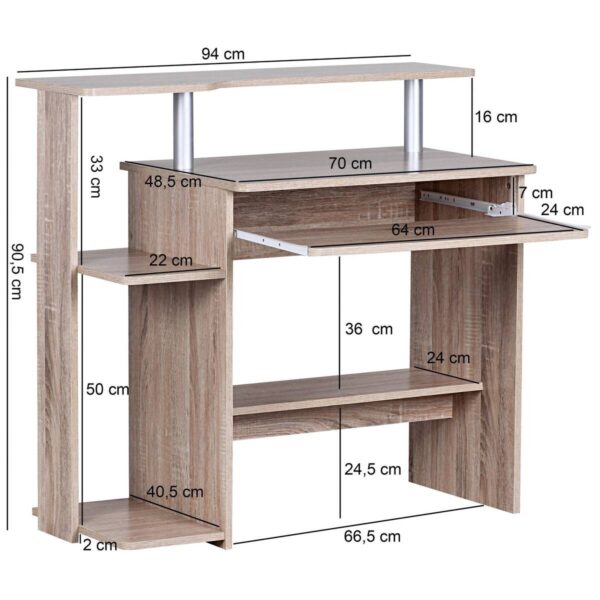Computertisch Eiche Sonoma Nachbildung B/H/T: ca. 94x90,5x48,5 cm – Bild 3