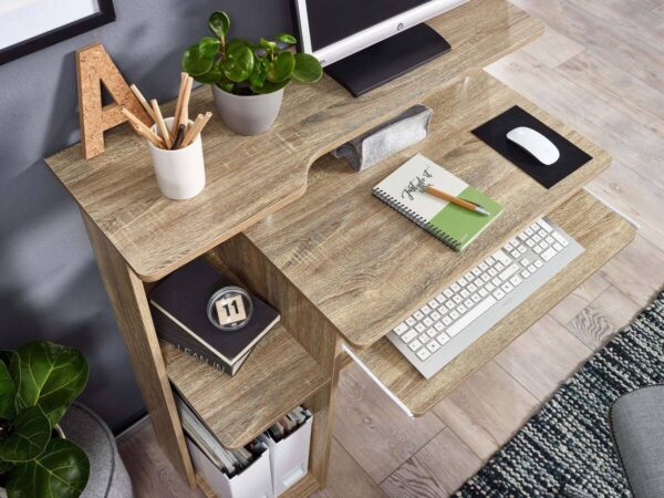 Computertisch Eiche Sonoma Nachbildung B/H/T: ca. 94x90,5x48,5 cm – Bild 5