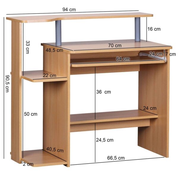 Computertisch buche Nachbildung B/H/T: ca. 94x90,5x48,5 cm – Bild 2