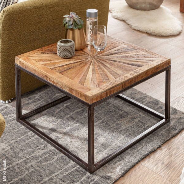 Couchtisch natur natur grau lackiert B/H/T: ca. 55x40,5x55 cm – Bild 5
