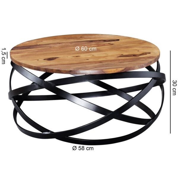 Couchtisch natur schwarz lackiert B/H/T: ca. 60x30x60 cm Couchtisch natur schwarz lackiert B/H/T: ca. 60x30x60 cm – Bild 2
