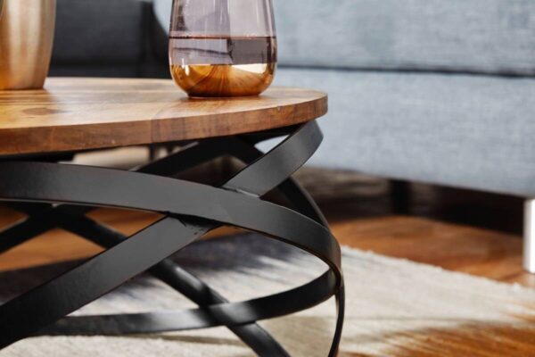 Couchtisch natur schwarz lackiert B/H/T: ca. 60x30x60 cm Couchtisch natur schwarz lackiert B/H/T: ca. 60x30x60 cm – Bild 4