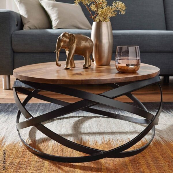 Couchtisch natur schwarz lackiert B/H/T: ca. 60x30x60 cm Couchtisch natur schwarz lackiert B/H/T: ca. 60x30x60 cm – Bild 5
