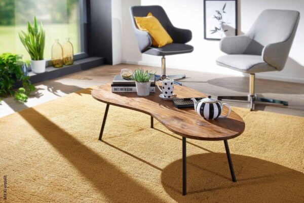 Couchtisch natur schwarz pulverbeschichtet B/H/T: ca. 122x36x63 cm – Bild 5