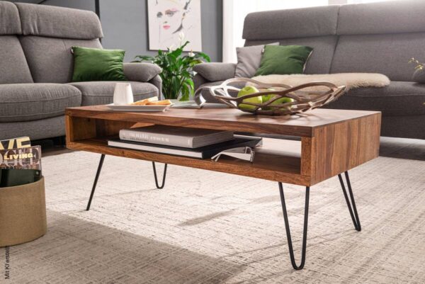 Couchtisch natur schwarz pulverbeschichtet B/H/T: ca. 100x40x50 cm – Bild 2