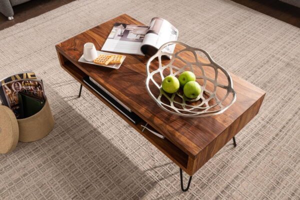 Couchtisch natur schwarz pulverbeschichtet B/H/T: ca. 100x40x50 cm – Bild 4