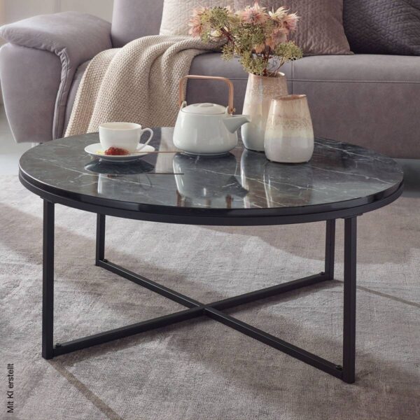 Couchtisch schwarz Marmor Optik schwarz B/H/T: ca. 80x35x80 cm – Bild 2