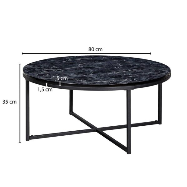 Couchtisch schwarz Marmor Optik schwarz B/H/T: ca. 80x35x80 cm – Bild 3
