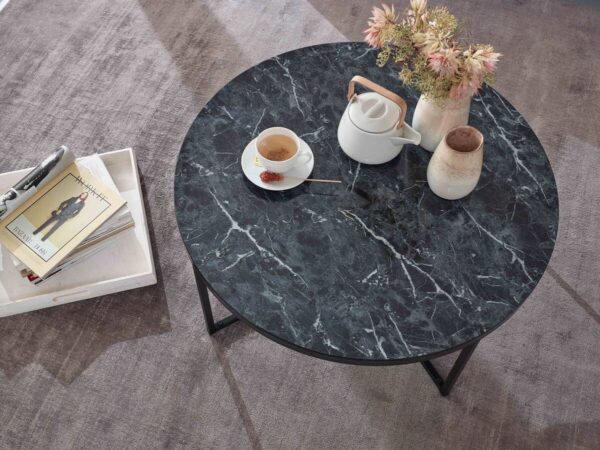 Couchtisch schwarz Marmor Optik schwarz B/H/T: ca. 80x35x80 cm – Bild 4