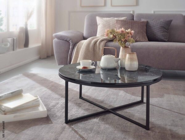 Couchtisch schwarz Marmor Optik schwarz B/H/T: ca. 80x35x80 cm – Bild 5
