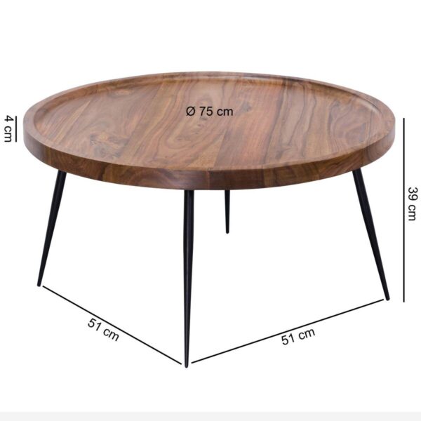 Couchtisch natur schwarz lackiert B/H/T: ca. 75x39x75 cm – Bild 2