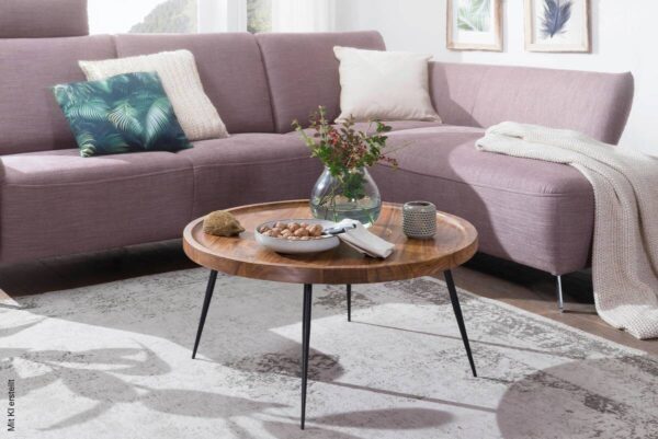 Couchtisch natur schwarz lackiert B/H/T: ca. 75x39x75 cm – Bild 4