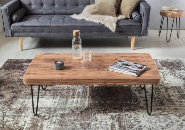 Wohnling Couchtisch natur schwarz Akazie Metall B/H/T: ca. 115x40x60 cm Wohnling Couchtisch natur schwarz Akazie Metall B/H/T: ca. 115x40x60 cm – Bild 2