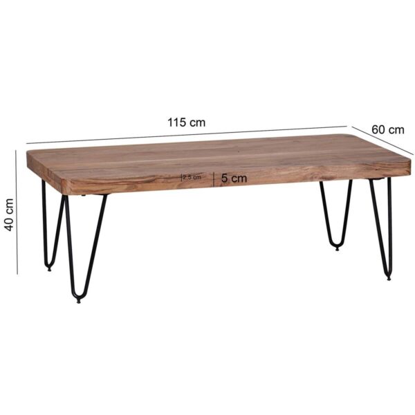 Wohnling Couchtisch natur schwarz Akazie Metall B/H/T: ca. 115x40x60 cm Wohnling Couchtisch natur schwarz Akazie Metall B/H/T: ca. 115x40x60 cm – Bild 4