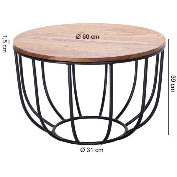Couchtisch natur schwarz lackiert B/H/T: ca. 60x39x60 cm Couchtisch natur schwarz lackiert B/H/T: ca. 60x39x60 cm – Bild 2