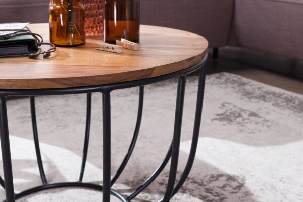 Couchtisch natur schwarz lackiert B/H/T: ca. 60x39x60 cm Couchtisch natur schwarz lackiert B/H/T: ca. 60x39x60 cm – Bild 4