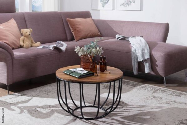 Couchtisch natur schwarz lackiert B/H/T: ca. 60x39x60 cm Couchtisch natur schwarz lackiert B/H/T: ca. 60x39x60 cm – Bild 5