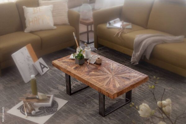 Couchtisch natur grau lackiert B/H/T: ca. 105x40x55 cm Couchtisch natur grau lackiert B/H/T: ca. 105x40x55 cm – Bild 5