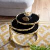 Couchtisch schwarz gold lackiert B/H/T: ca. 58x43x58 cm Couchtisch schwarz gold lackiert B/H/T: ca. 58x43x58 cm – Bild 2