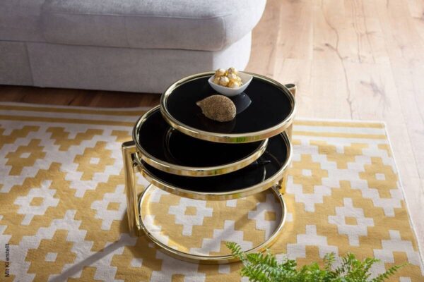 Couchtisch schwarz gold lackiert B/H/T: ca. 58x43x58 cm Couchtisch schwarz gold lackiert B/H/T: ca. 58x43x58 cm – Bild 2