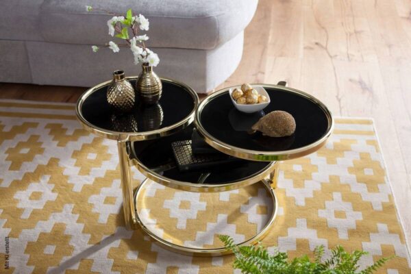 Couchtisch schwarz gold lackiert B/H/T: ca. 58x43x58 cm Couchtisch schwarz gold lackiert B/H/T: ca. 58x43x58 cm – Bild 3