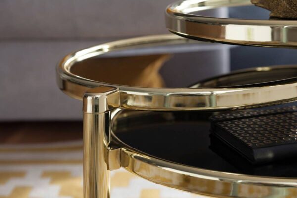 Couchtisch schwarz gold lackiert B/H/T: ca. 58x43x58 cm Couchtisch schwarz gold lackiert B/H/T: ca. 58x43x58 cm – Bild 4