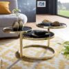 Couchtisch schwarz gold lackiert B/H/T: ca. 58x43x58 cm Couchtisch schwarz gold lackiert B/H/T: ca. 58x43x58 cm – Bild 5