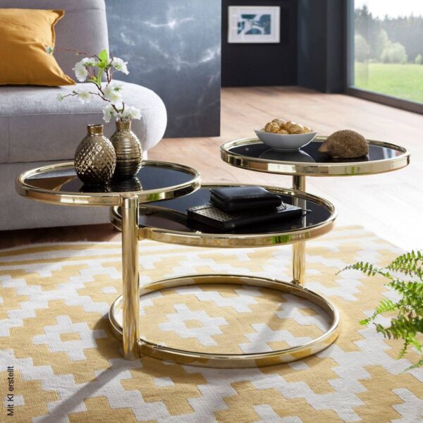 Couchtisch schwarz gold lackiert B/H/T: ca. 58x43x58 cm Couchtisch schwarz gold lackiert B/H/T: ca. 58x43x58 cm – Bild 5