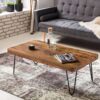 Wohnling Couchtisch natur schwarz Echtholz Metall B/H/T: ca. 115x40x60 cm – Bild 2