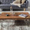Wohnling Couchtisch natur schwarz Echtholz Metall B/H/T: ca. 115x40x60 cm – Bild 3