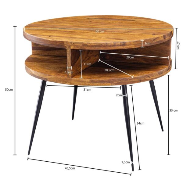 Couchtisch natur schwarz pulverbeschichtet – Bild 2