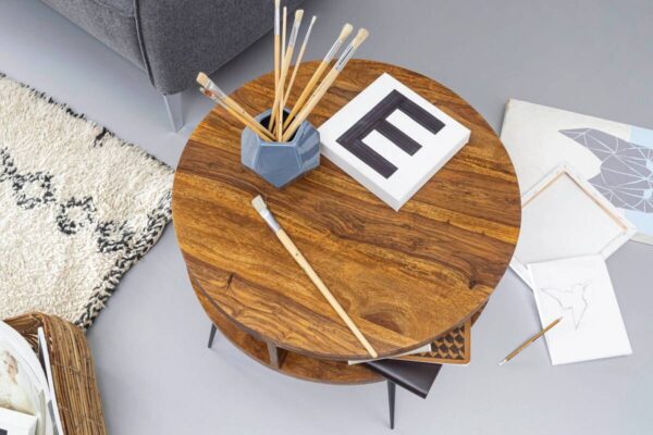 Couchtisch natur schwarz pulverbeschichtet – Bild 3
