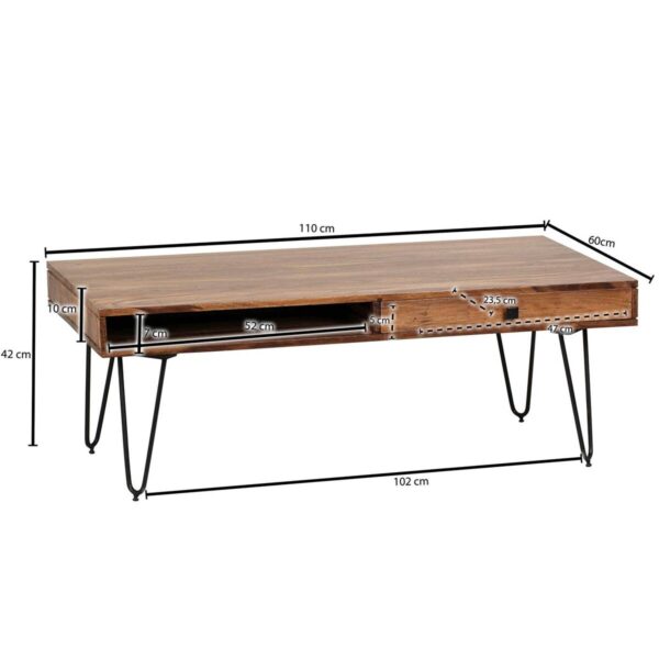 Couchtisch natur schwarz B/H/T: ca. 110x40x60 cm Couchtisch natur schwarz B/H/T: ca. 110x40x60 cm – Bild 5