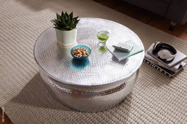 Couchtisch silber B/H/T: ca. 75x31x75 cm – Bild 3