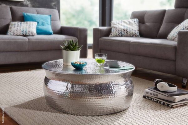 Couchtisch silber B/H/T: ca. 75x31x75 cm – Bild 4