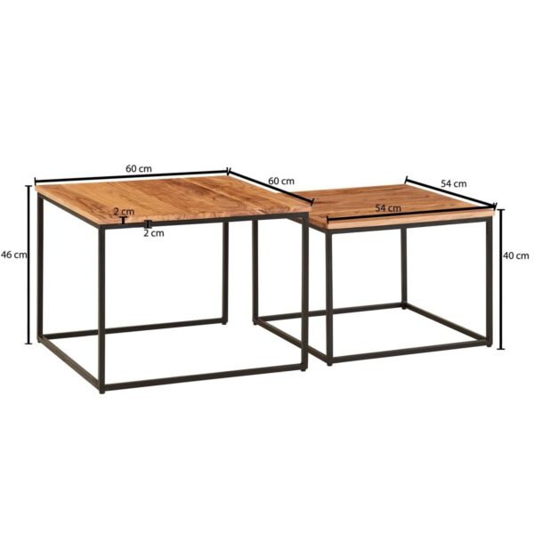Couchtisch 2er-Set. natur schwarz pulverbeschichtet Couchtisch 2er-Set. natur schwarz pulverbeschichtet – Bild 3