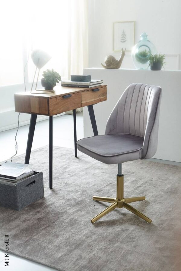 Drehstuhl grau gold Stoff Eisen – Bild 5