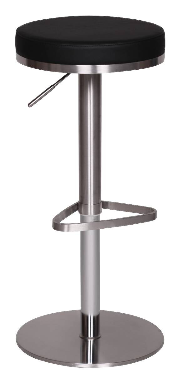 Barhocker schwarz Edelstahl Kunstleder Edelstahl – Bild 3
